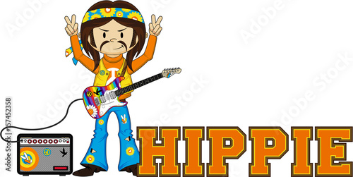 Cute Hippie with Electric Guitar