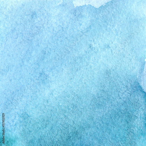 Watercolor cyan blue sky water abstract background texture