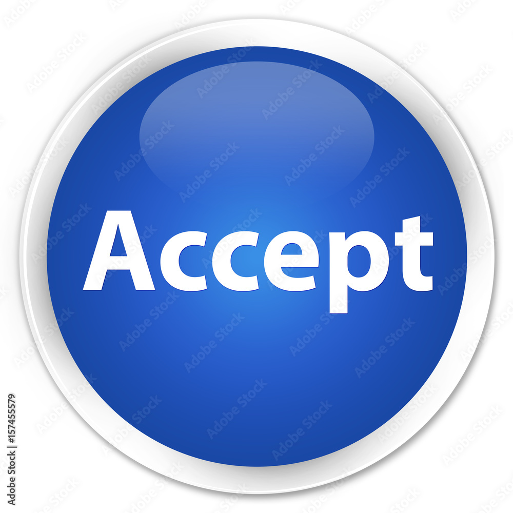 Accept premium blue round button Accept premium blue round button