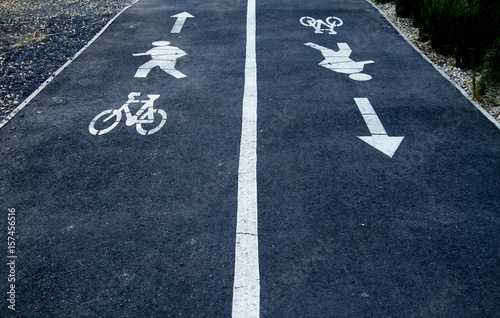 Way for pedestrians and bicycles, street environment. © parinya