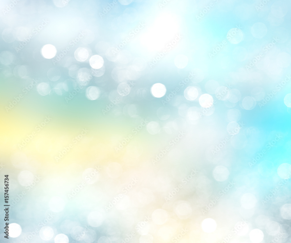 Blue abstract blurred bokeh background illustration.