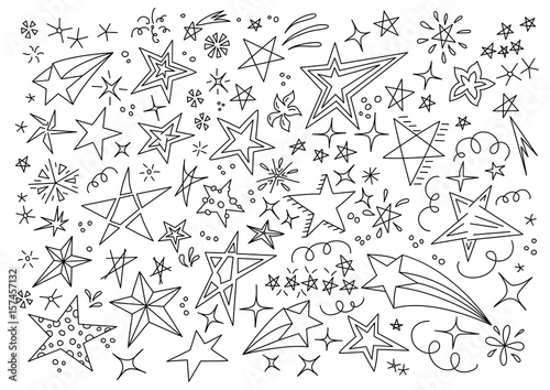 Stars hand drawn Doodle star icon. Children's cartoon drawing