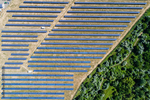 Aerial view to solar power plant photo