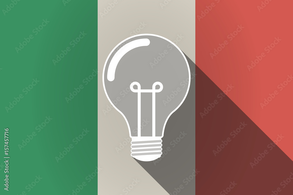 Long shadow Italy flag with a light bulb Long shadow Italy flag with a light bulb
