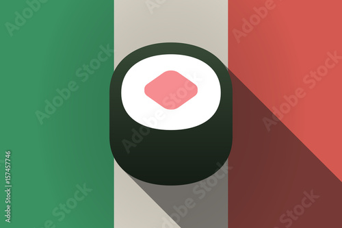 Long shadow  Italy flag with a piece of sushi maki