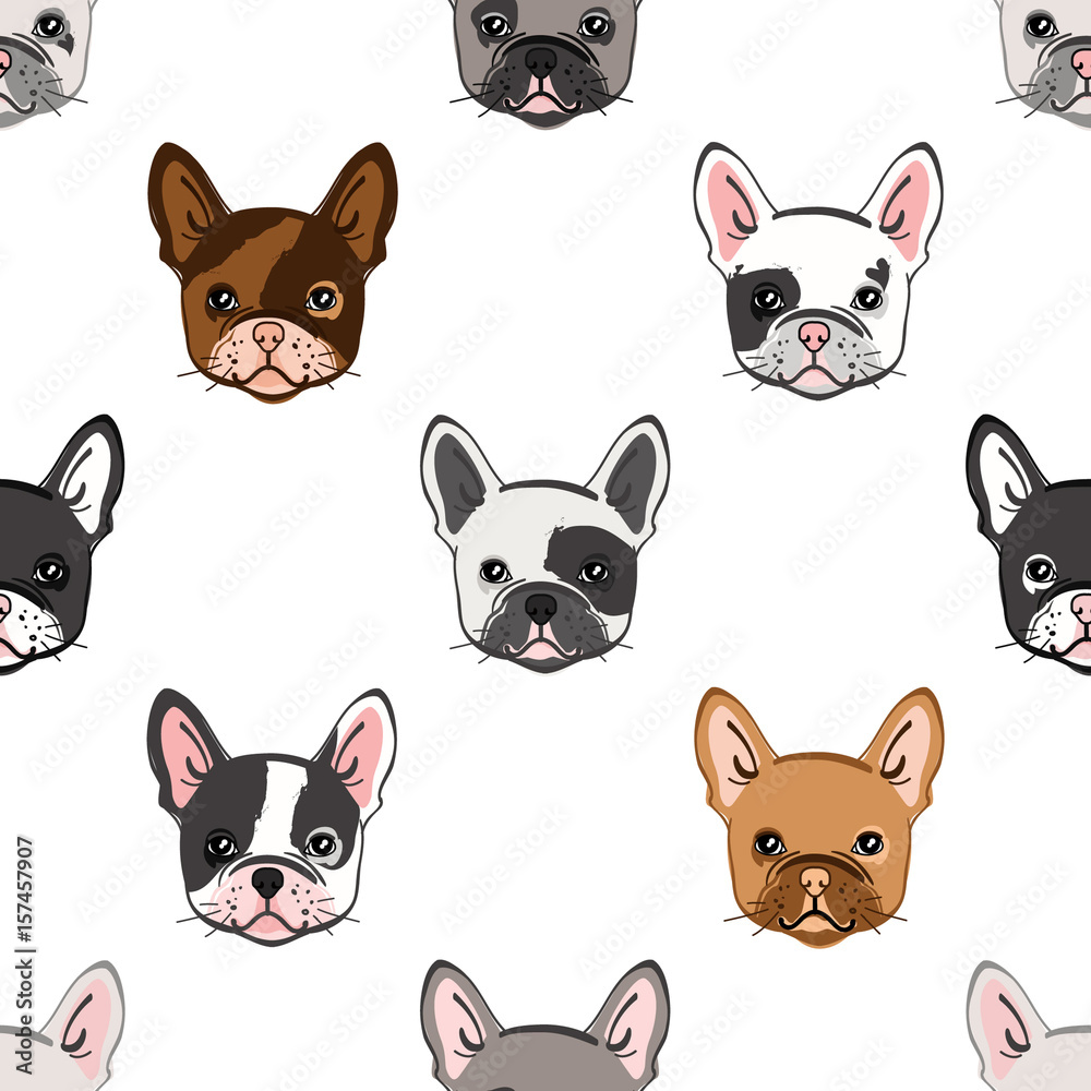 Seamless pattern with cute french bulldog. Vector illustration. Seamless pattern with cute french bulldog. Vector illustration.