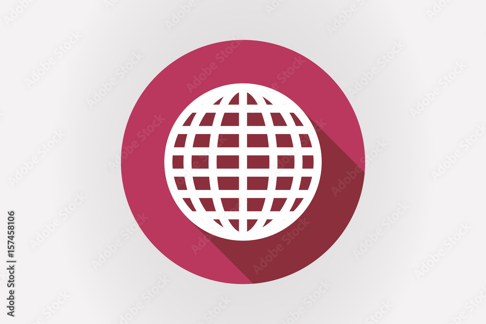 Long shadow Japan flag with a world globe Long shadow Japan flag with a world globe