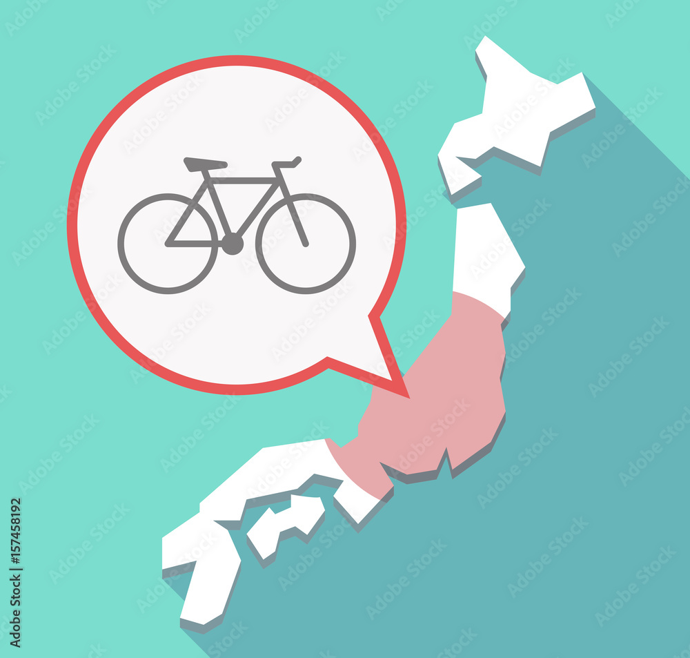 Long shadow Japan map with a bicycle