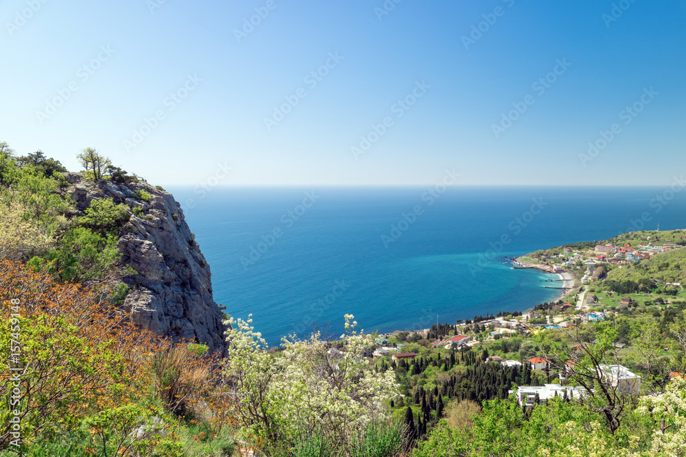 Black Sea - blue lagoon, Crimean resort, view from the mountain-cat