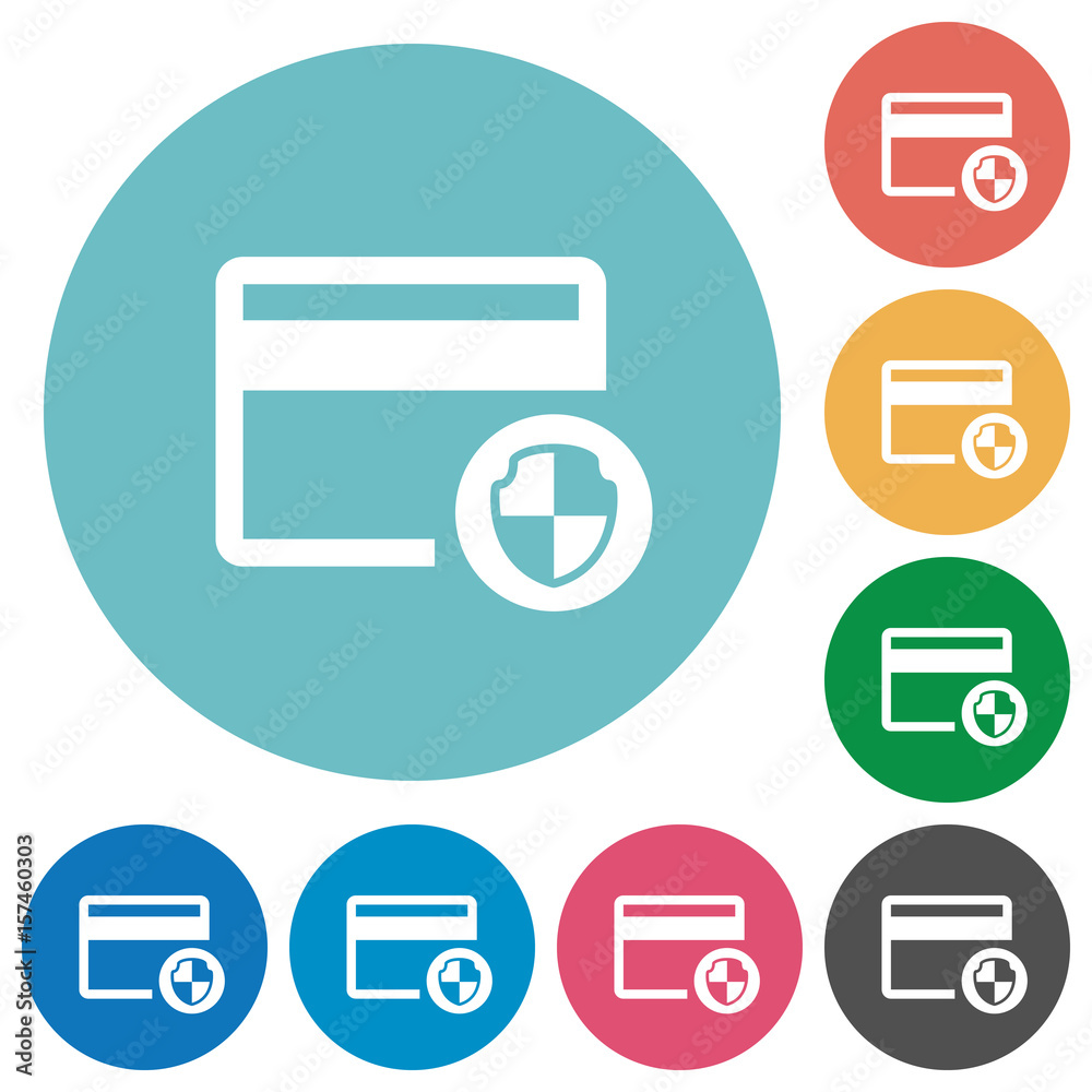Credit card security flat round icons Credit card security flat round icons