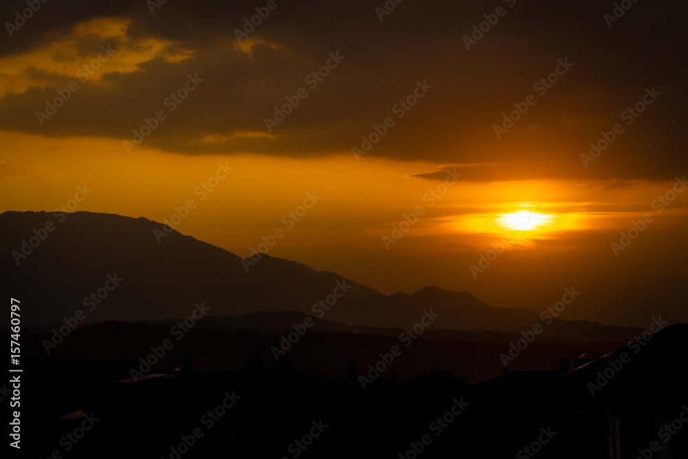 Mountain summer sunset