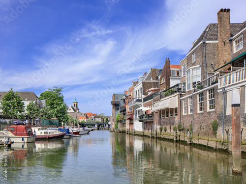 Ancient canal in the historical inner city of Dordrecht, The Netherlands