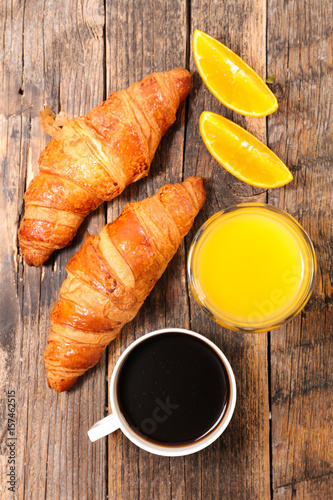 coffee,croissant and orange juice