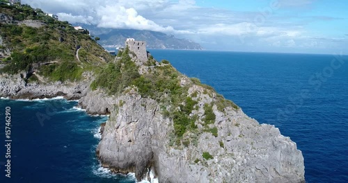 aerial view of beautiful amalfi coast at southern italy