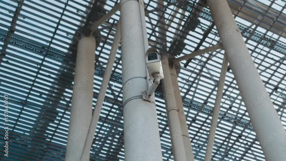 Rotation view of the video surveillance in the airport terminal. Being secured, safe place. Modern technologies, dangerous world. Safety system. Rotation view of the video surveillance in the airport terminal. Being secured, safe place. Modern technologies, dangerous world. Safety system.
