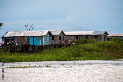Floating houses in amazon river - Manaus - Brazil