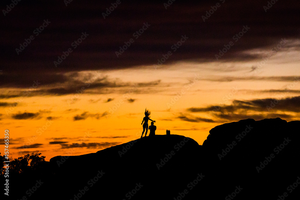 Dancing Silhouette in Mountains