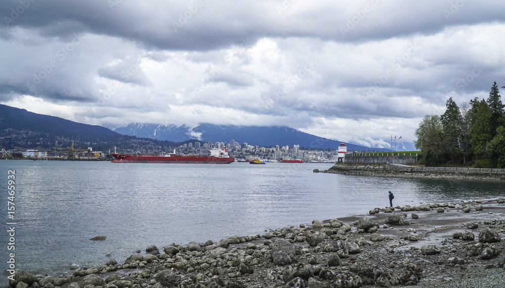 North Vancouver - view from Stanley Park - VANCOUVER - CANADA - APRIL 12, 2017