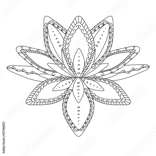 Monochrome stylized ornamental lotus flower for logo, for tattoo, for machindi stock vector illustration photo