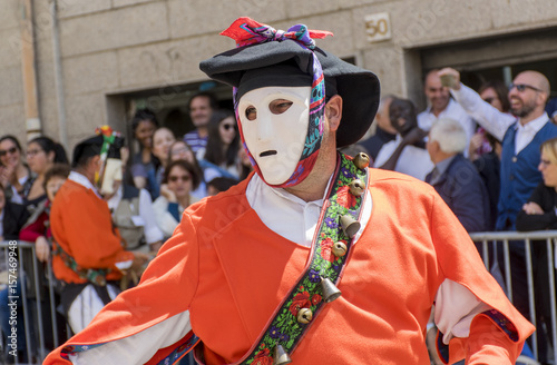 SASSARI, ITALY - May 21th, 2017 - Sardinian ride parade - Man dressed in Sardinian traditional costumes - Issohadores from Mamoiada