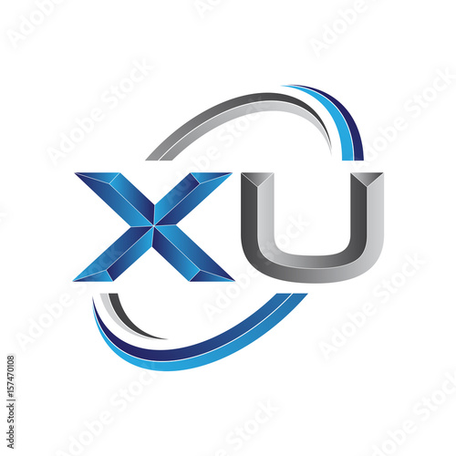 Simple initial letter logo modern swoosh XU