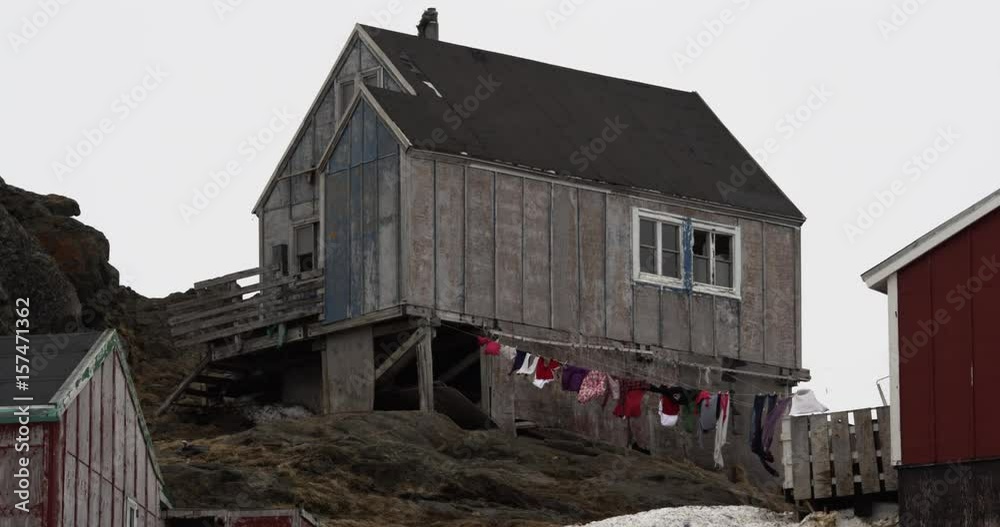 remote village Kulusuk in Greenland during the winter time