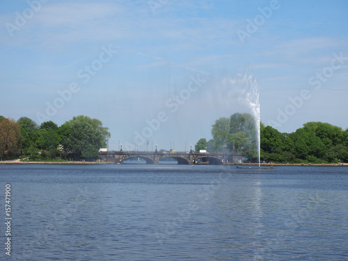 Alsterfontaene (Alster Fountain) at Binnenalster (Inner Alster lake) in Hamburg photo