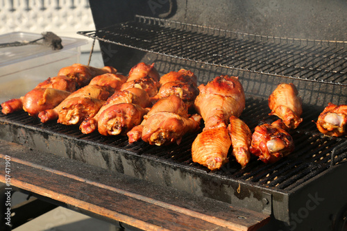 Slices of Turkey cooked on the grill. Street food.