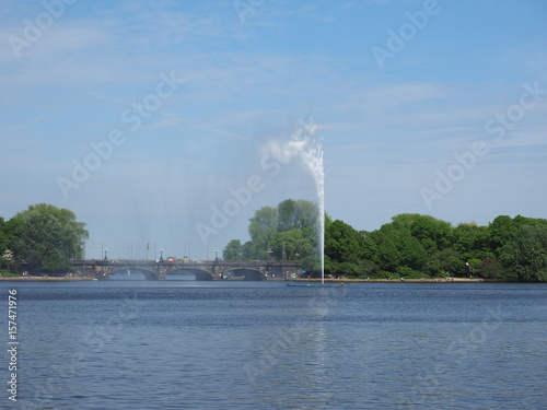 Alsterfontaene (Alster Fountain) at Binnenalster (Inner Alster lake) in Hamburg photo