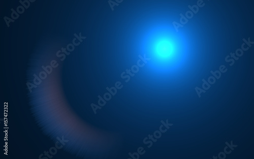 Blue digital lens flare in black background horizontal frame warm