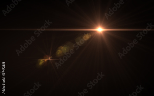 Lens flare light over black background horizontal