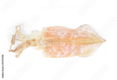 Dried squid on white background