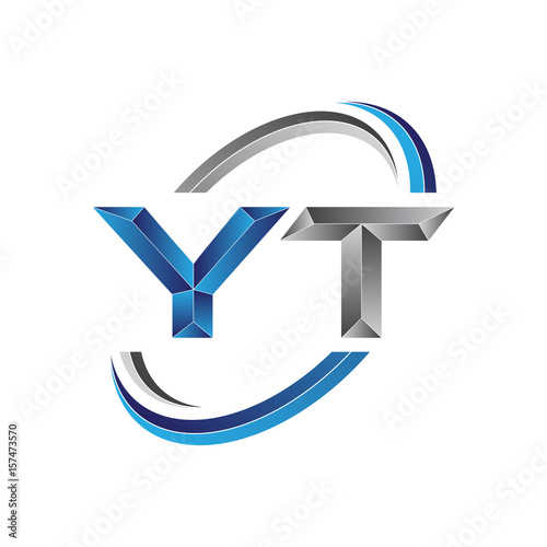 Simple initial letter logo modern swoosh YT