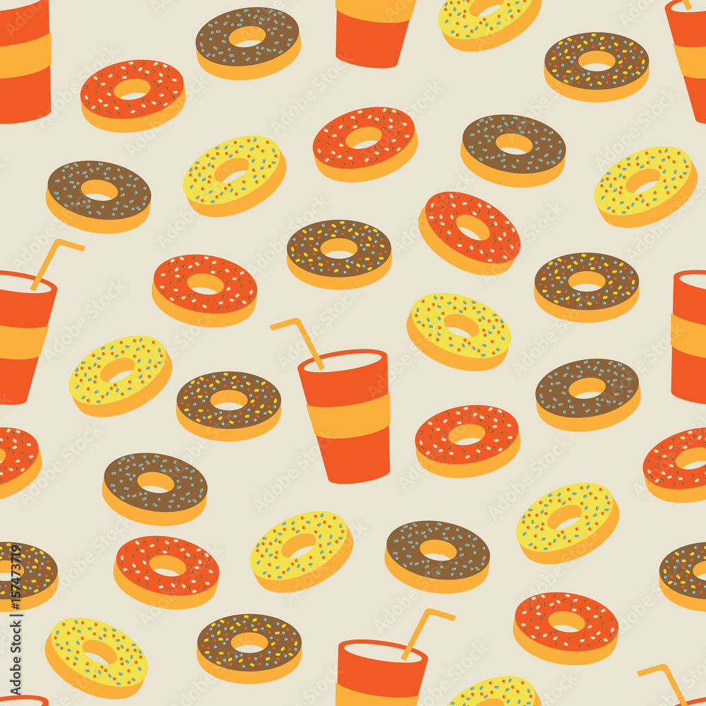 Fast food seamless background. Vector illustration.
