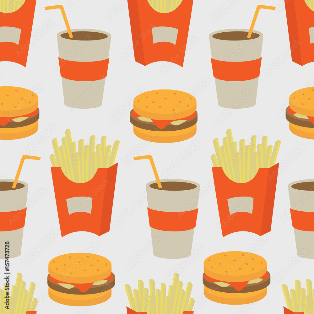 Fast food seamless background. Vector illustration. Fast food seamless background. Vector illustration.