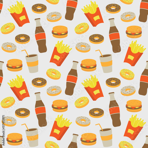 Fast food seamless background. Vector illustration.