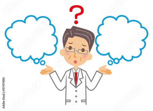 Wallpaper Mural 白衣の男性　選択　吹き出し　悩む Torontodigital.ca