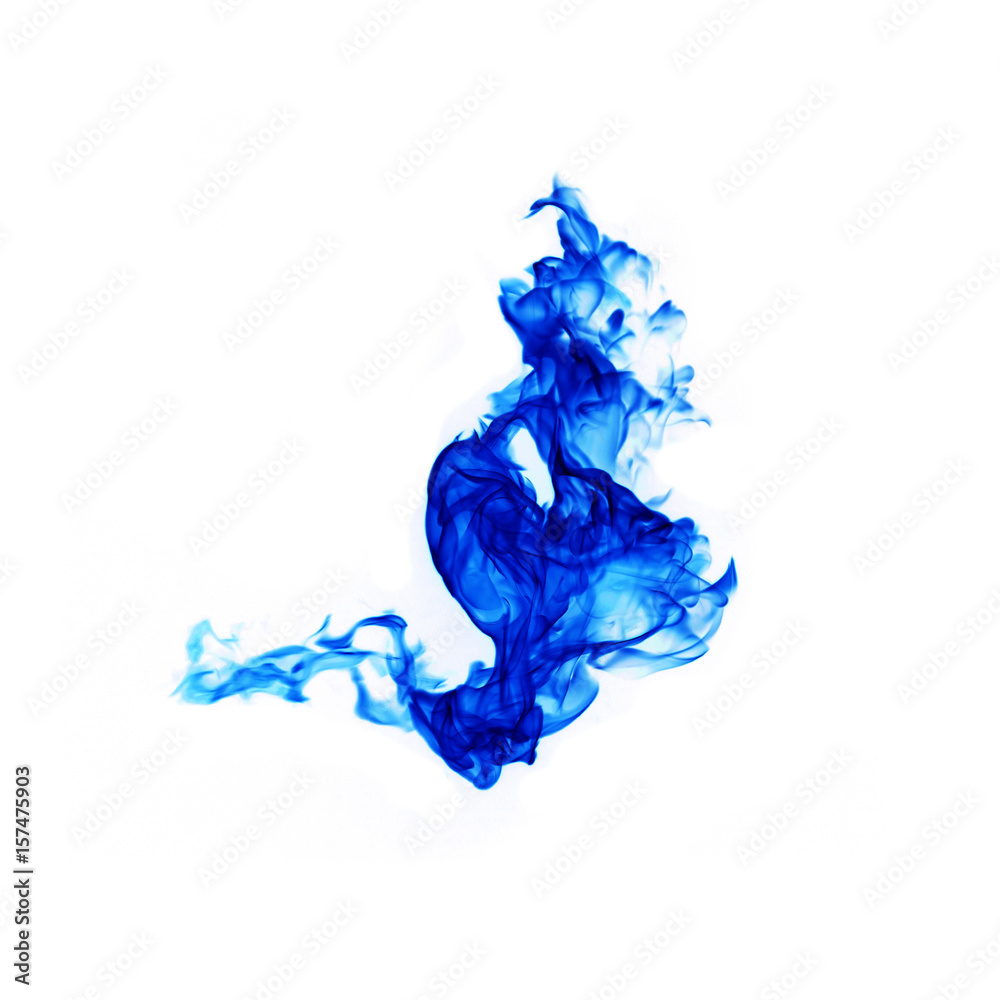 Obraz premium blue flames isolated on white background