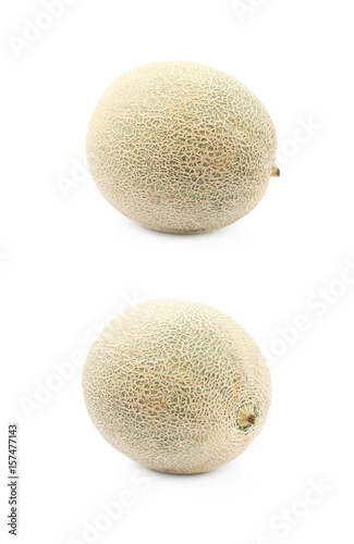 Single whole cantaloupe melon isolated
