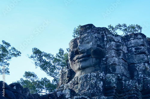 huge Erawan statue, statues typical Khmer face,Bayon, Angkor Thom,Siem Reap, Cambodia  © PENG