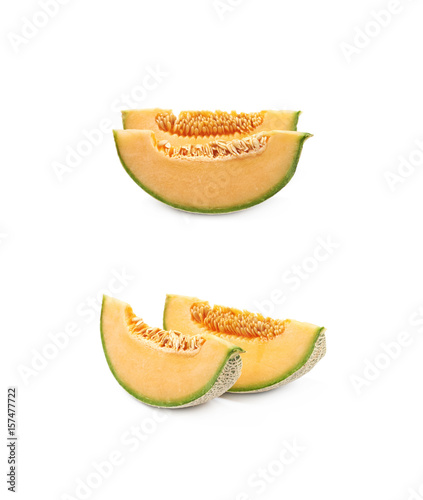 Couple melon slices isolated photo