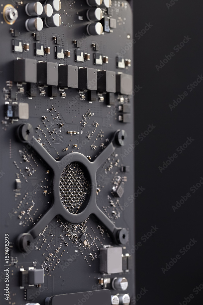 Dark Computer Motherboard. Electronic hardware technology