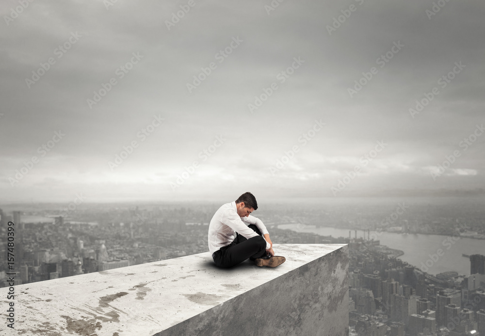 Alone desperate businessman. solitude and failure concept Alone desperate businessman. solitude and failure concept