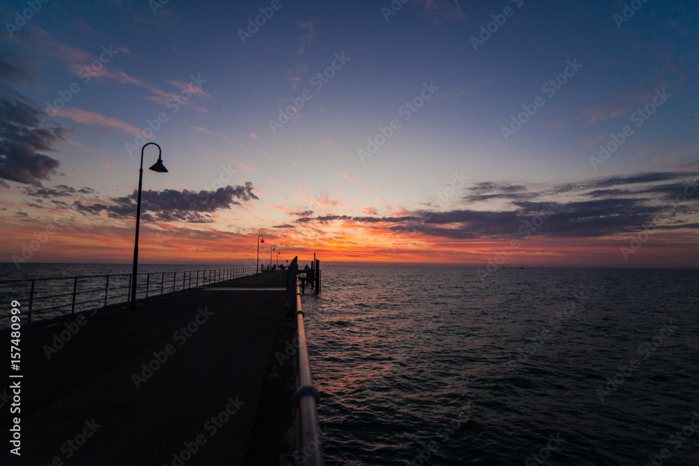 sunset on the bridge at Glenelg beach