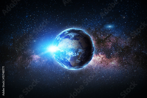 Naklejka Ziemia i galaktyka. Elementy tego obrazu dostarczone przez NASA.