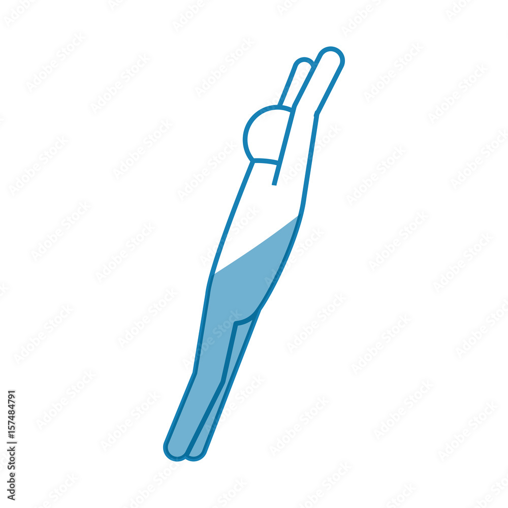 blue line pictogram man jumping up concept, vector illustration