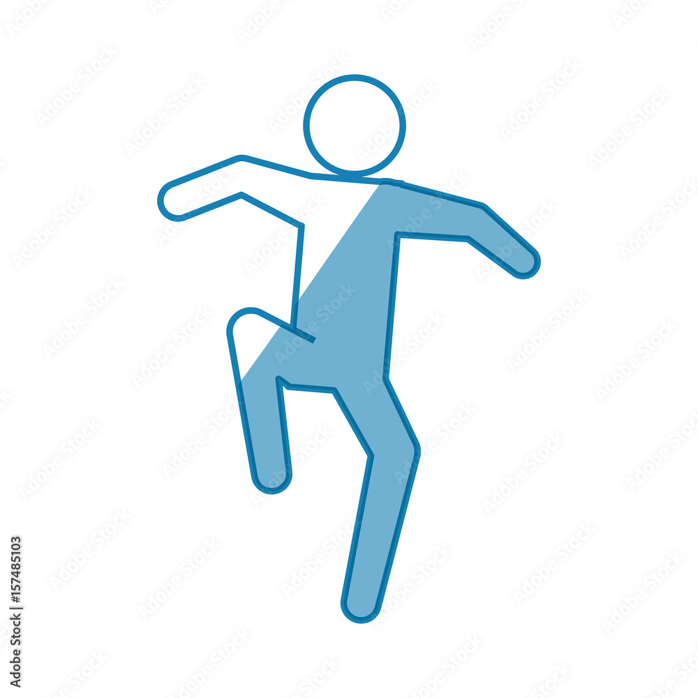 blue line pictogram man jumping up concept, vector illustration blue line pictogram man jumping up concept, vector illustration