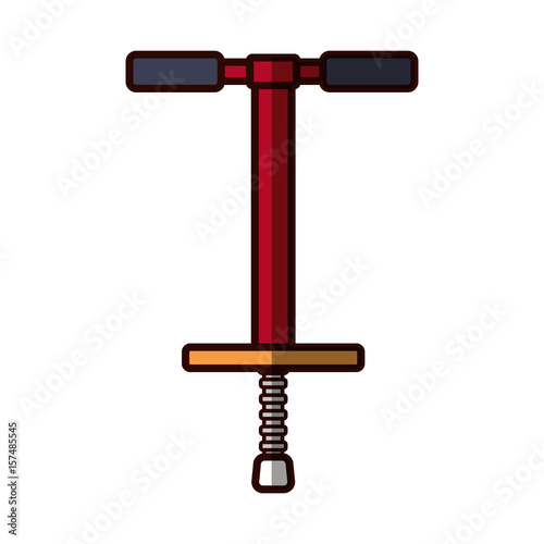 line pogo stick icon over white background, vector illustration
