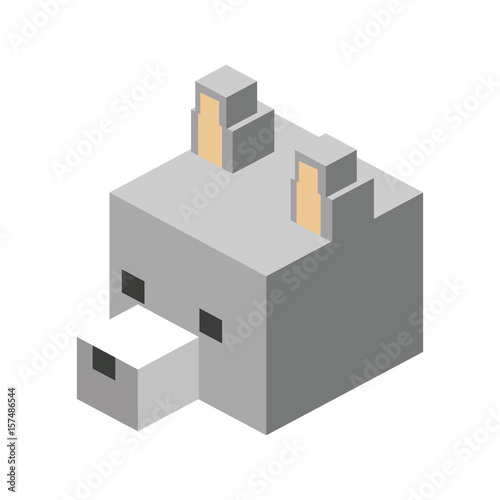 head wolf modular animal plastic Bricks toy blocks and bricks vector Illustration