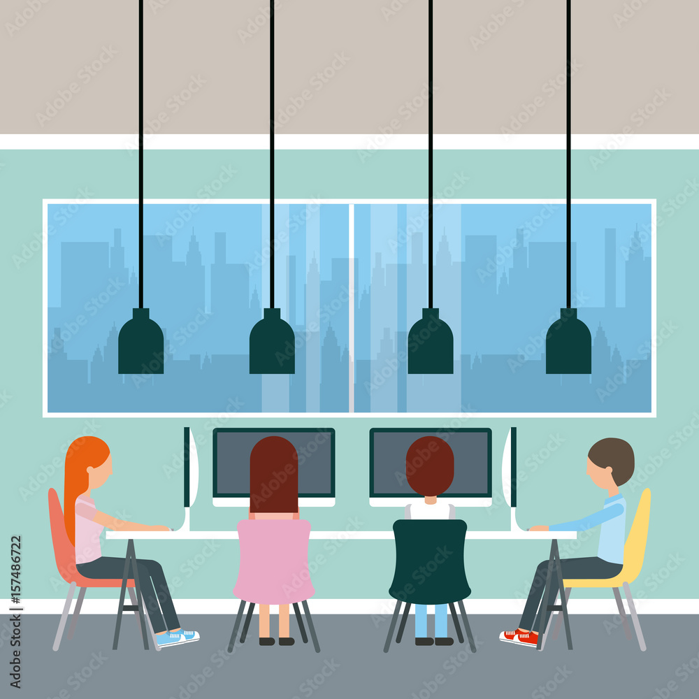 Naklejka premium Businesswoman and businessman briefcase illustration icon vector illustration design graphic